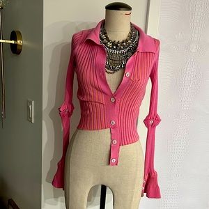 Pink ribbed cropped sweater sz L